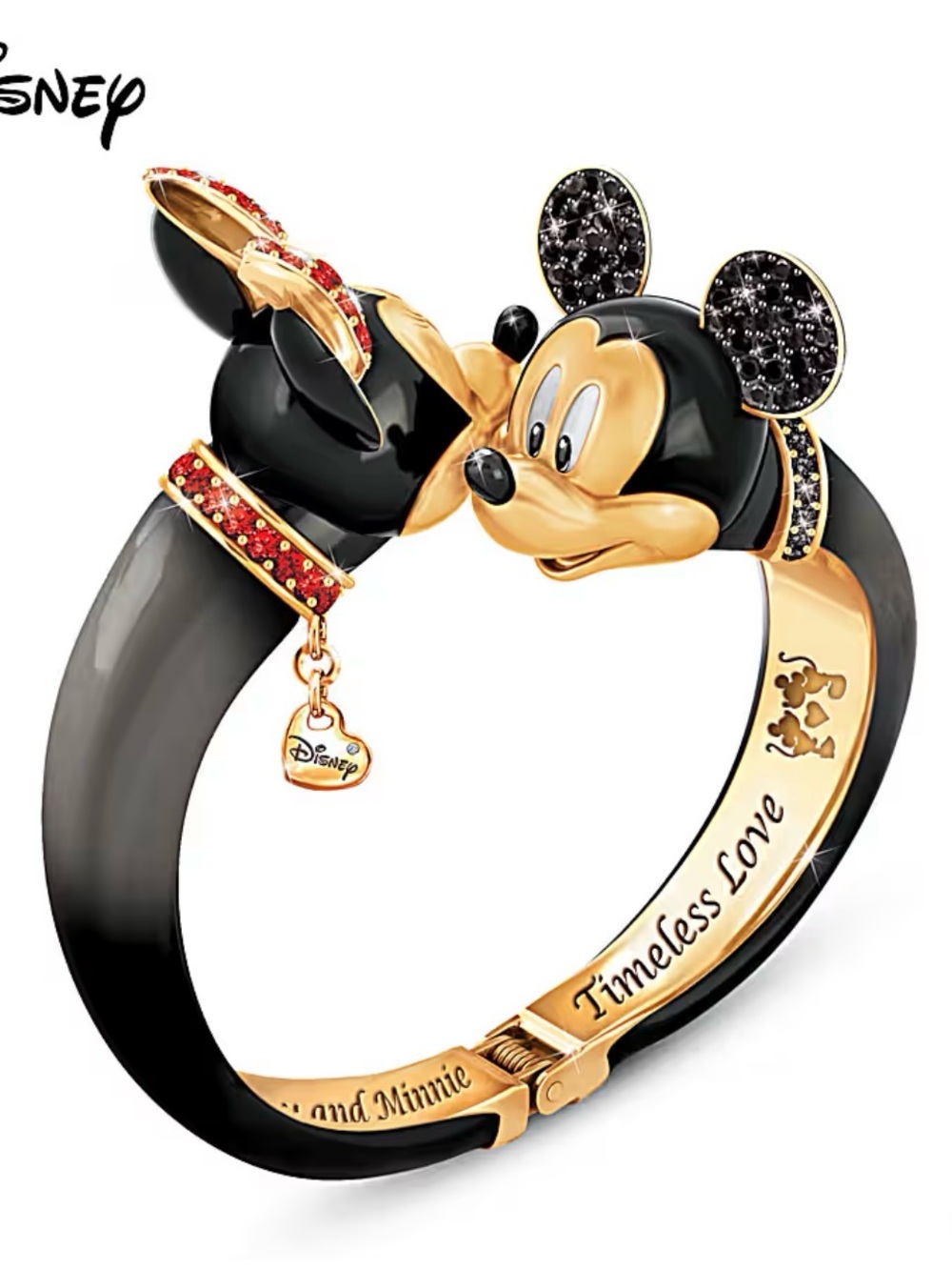 Disney Bradford Exchange Mickey & Minnie "Timeless Love" Engraved Bracelet
